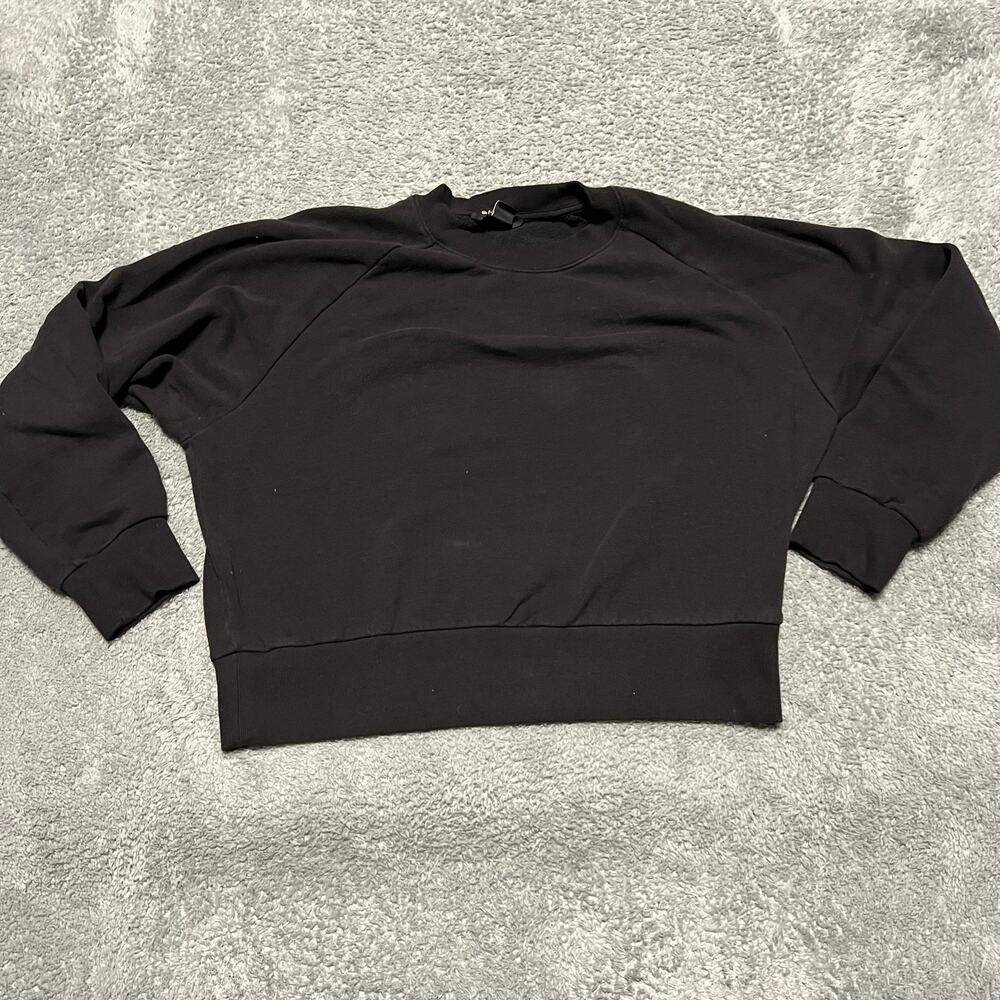Athleta Sweatshirt Womens Small Black Cropped Boxy Shirt